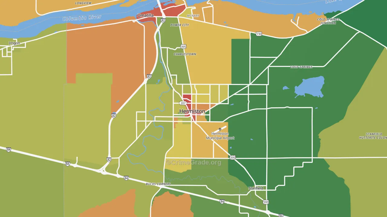 Hermiston, OR Map of Theft Rates