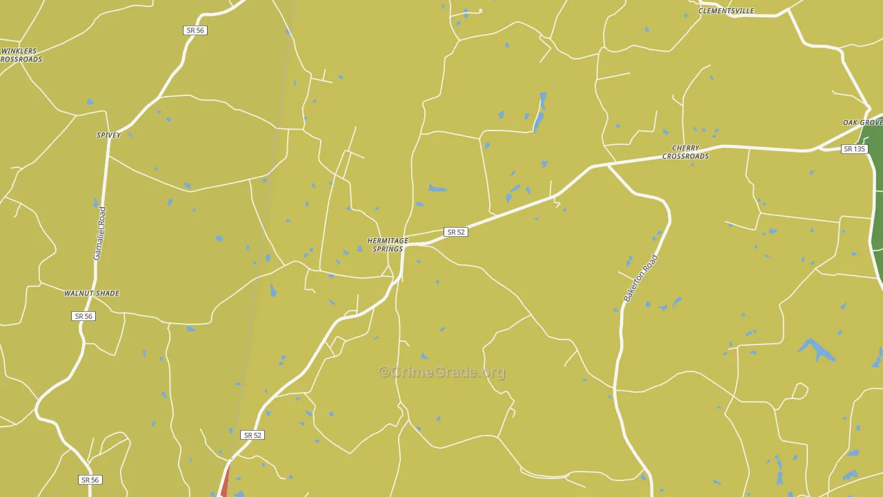 Hermitage Springs, TN Map of Theft Rates