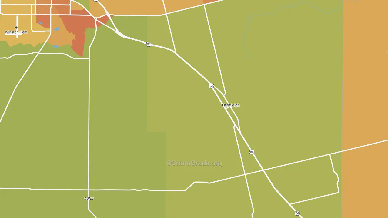 Hermleigh, TX Map of Theft Rates