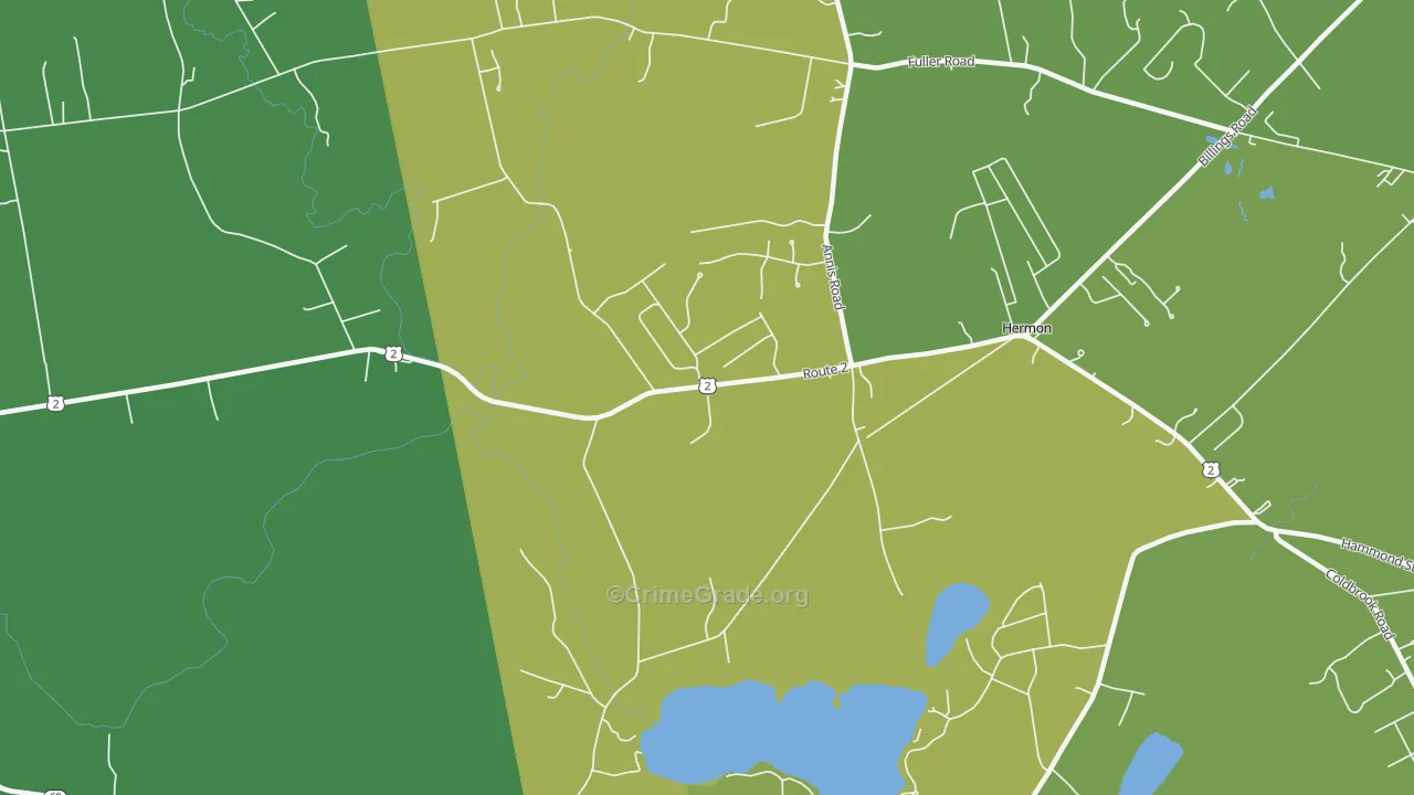 Hermon, ME Map of Theft Rates