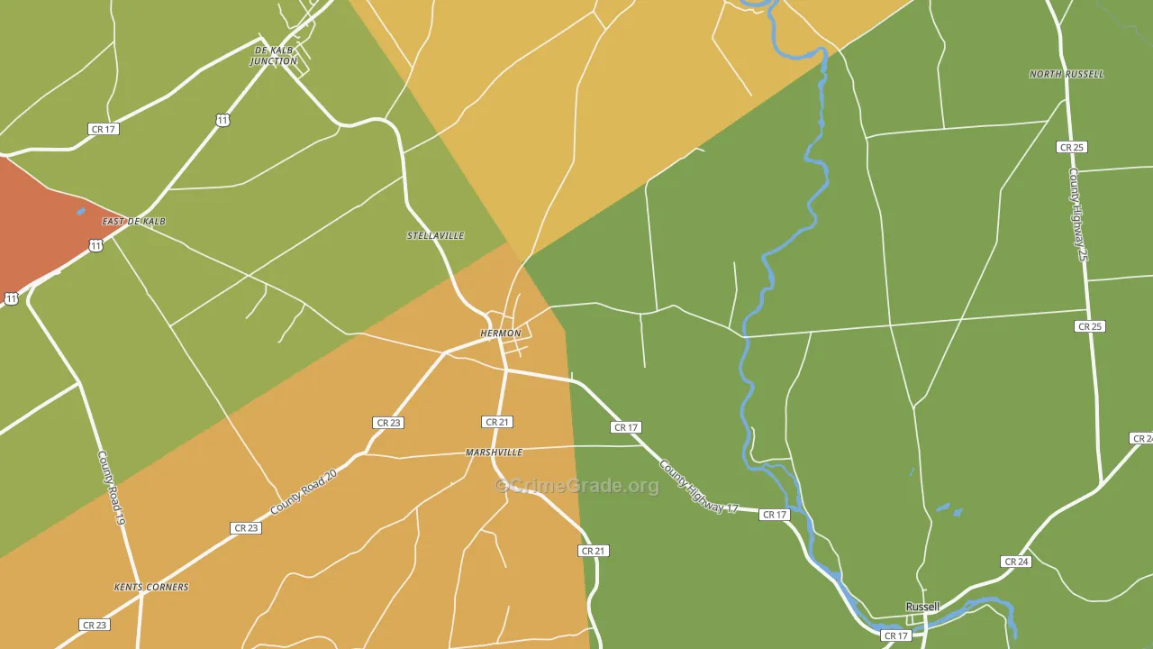 Hermon, NY Map of Theft Rates