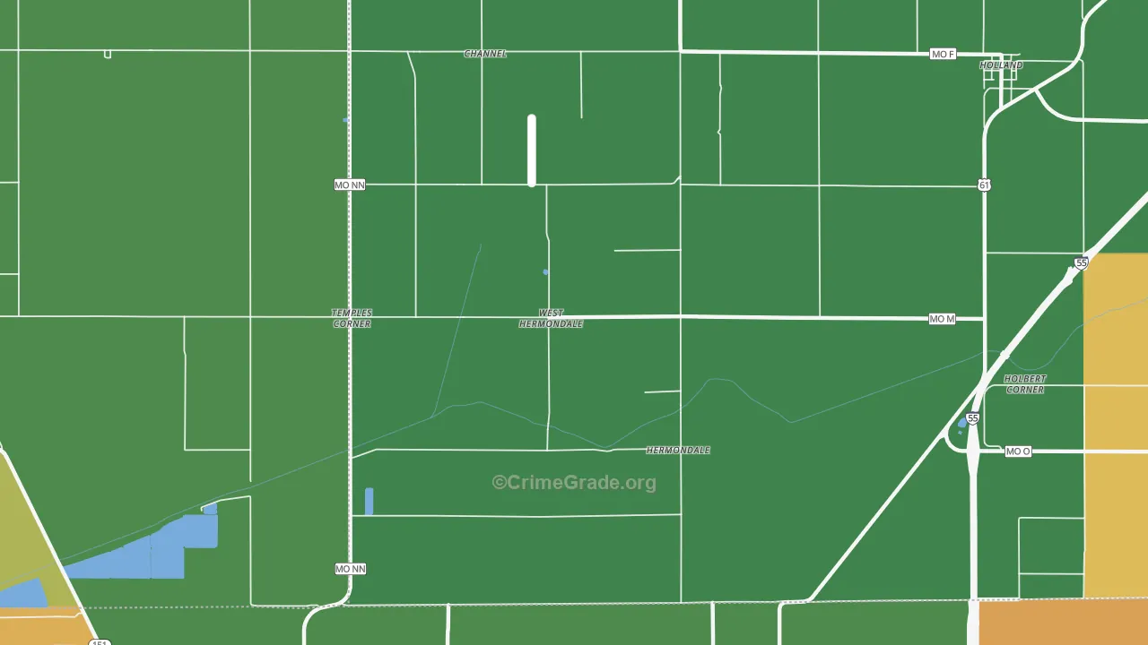 Hermondale, MO Map of Theft Rates