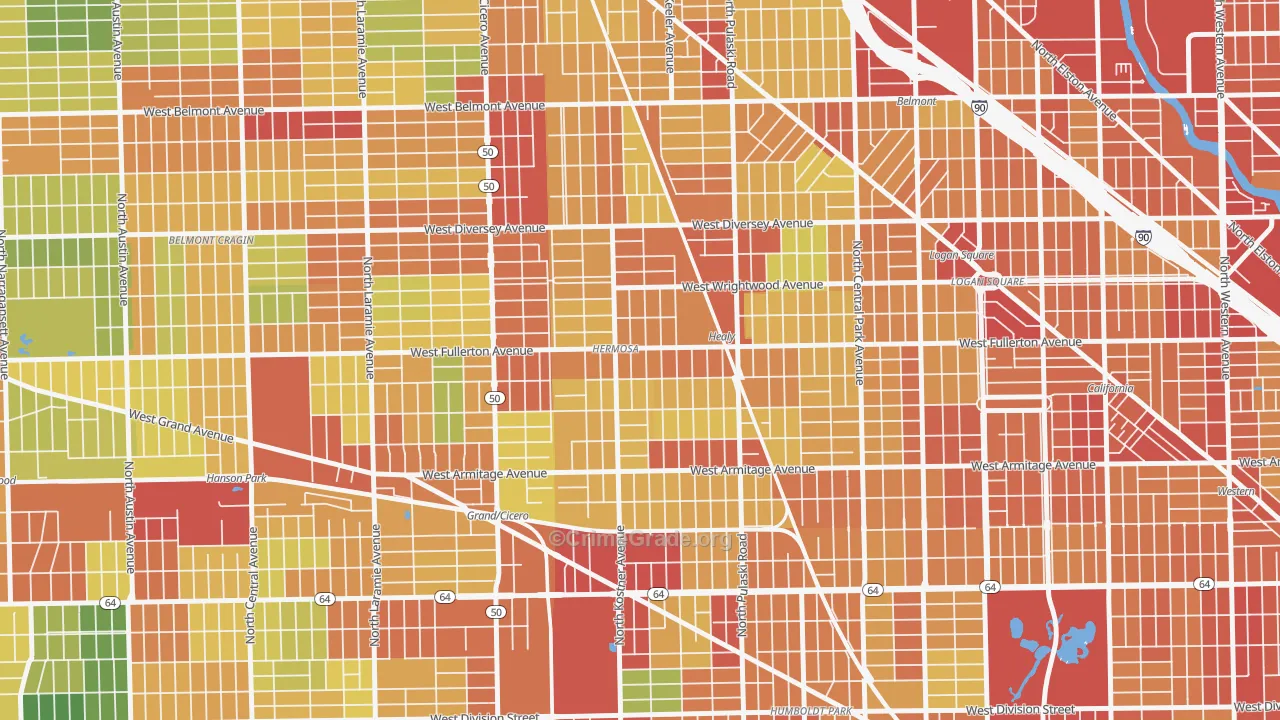 Hermosa, Chicago, IL Map of Theft Rates