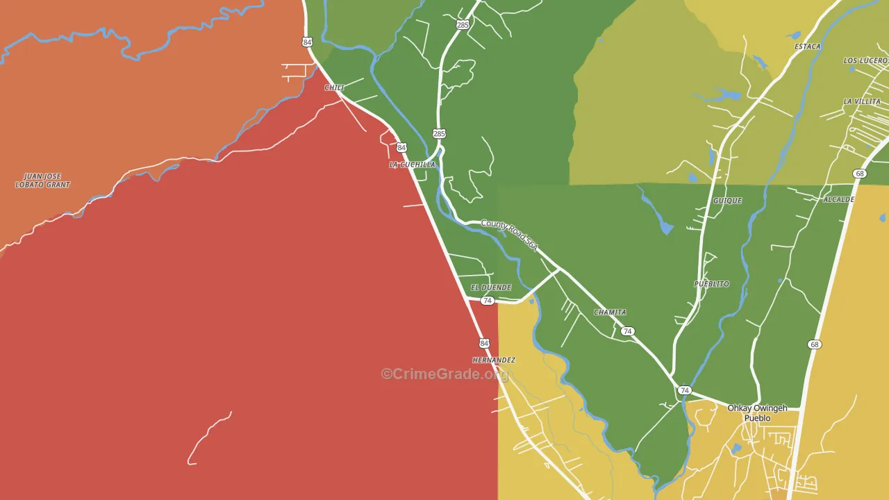 Hernandez, NM Map of Theft Rates