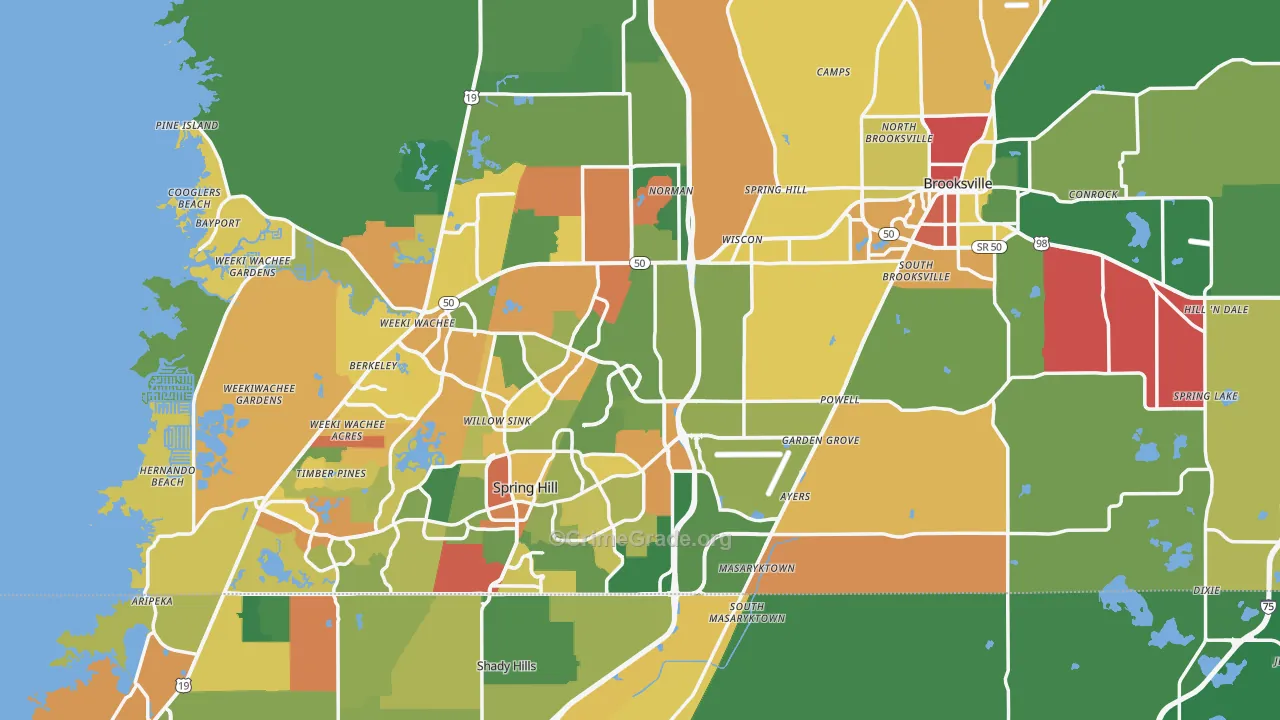 Hernando County, FL Map of Theft Rates