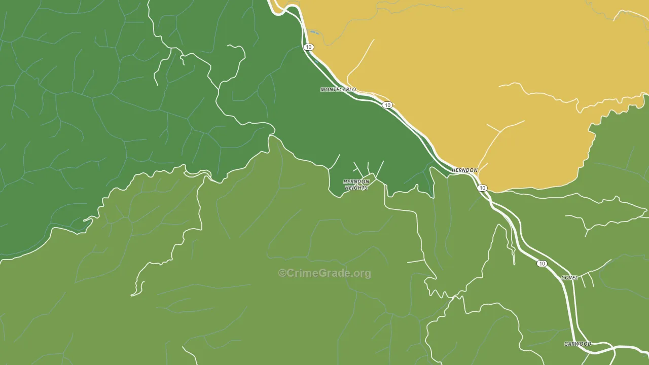 Herndon Heights, WV Map of Theft Rates