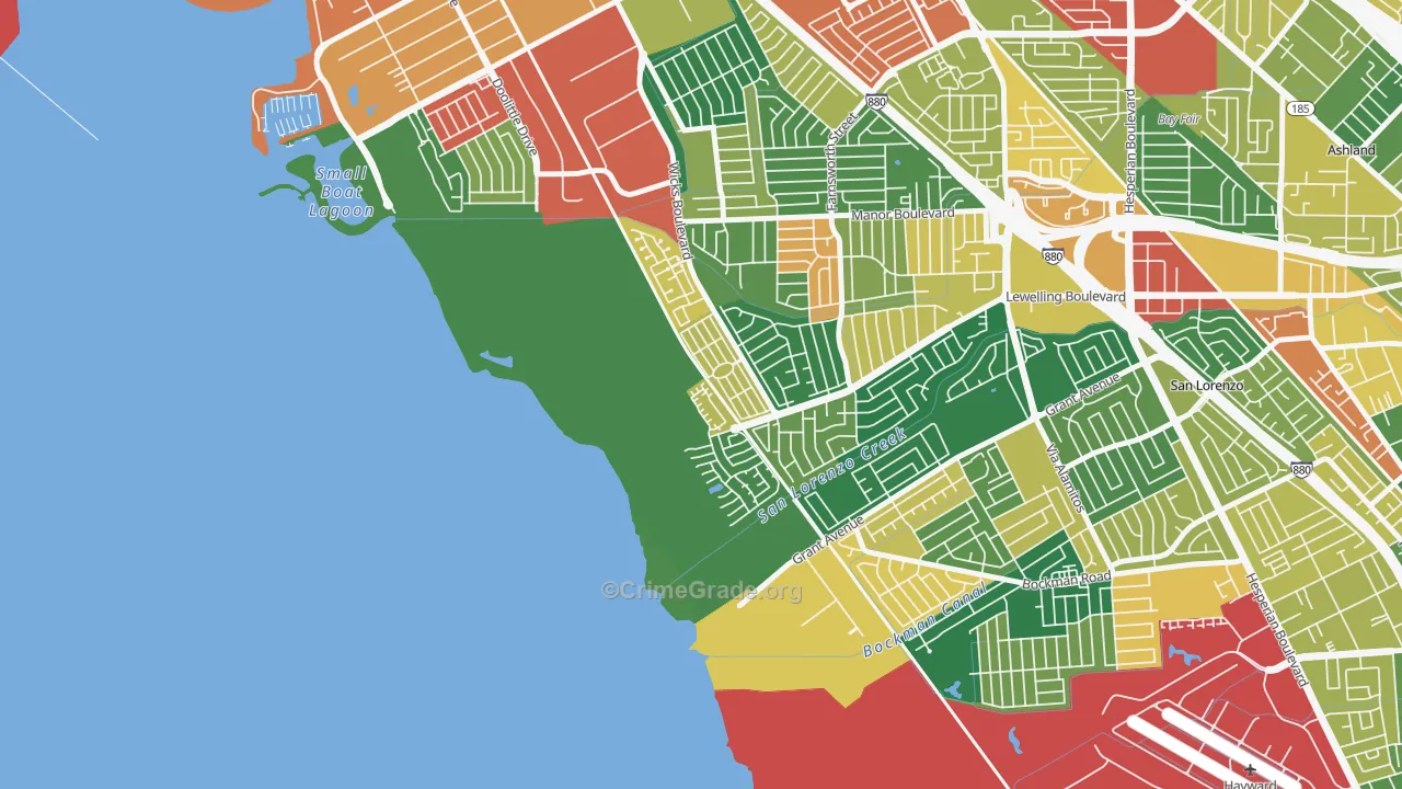 Heron Bay, San Leandro, CA Map of Theft Rates