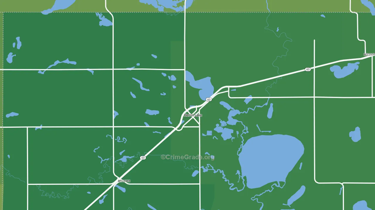 Heron Lake, MN Map of Theft Rates