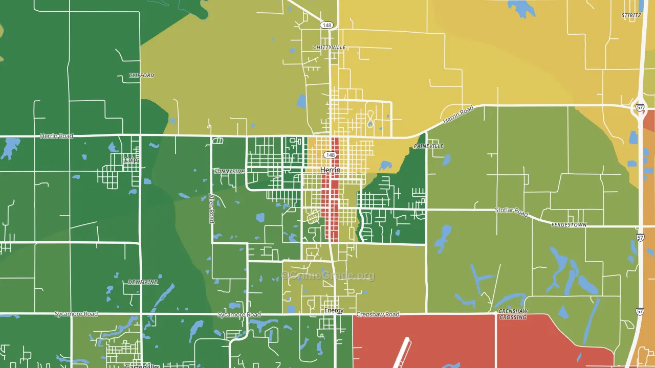 Herrin, IL Map of Theft Rates