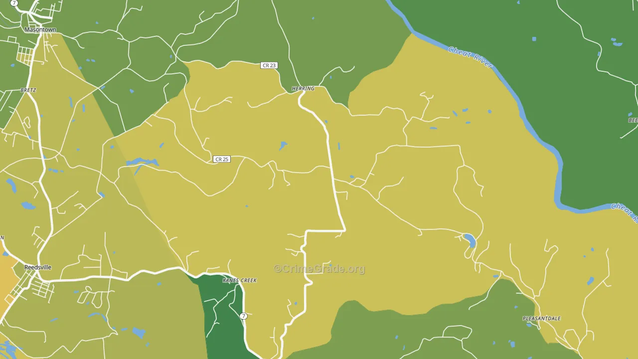 Herring, WV Map of Theft Rates