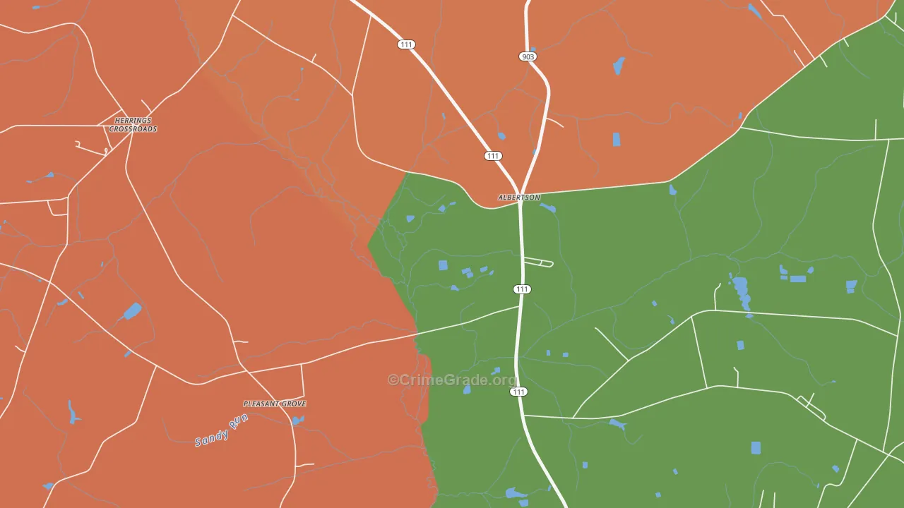 Herrings Crossroads, NC Map of Theft Rates