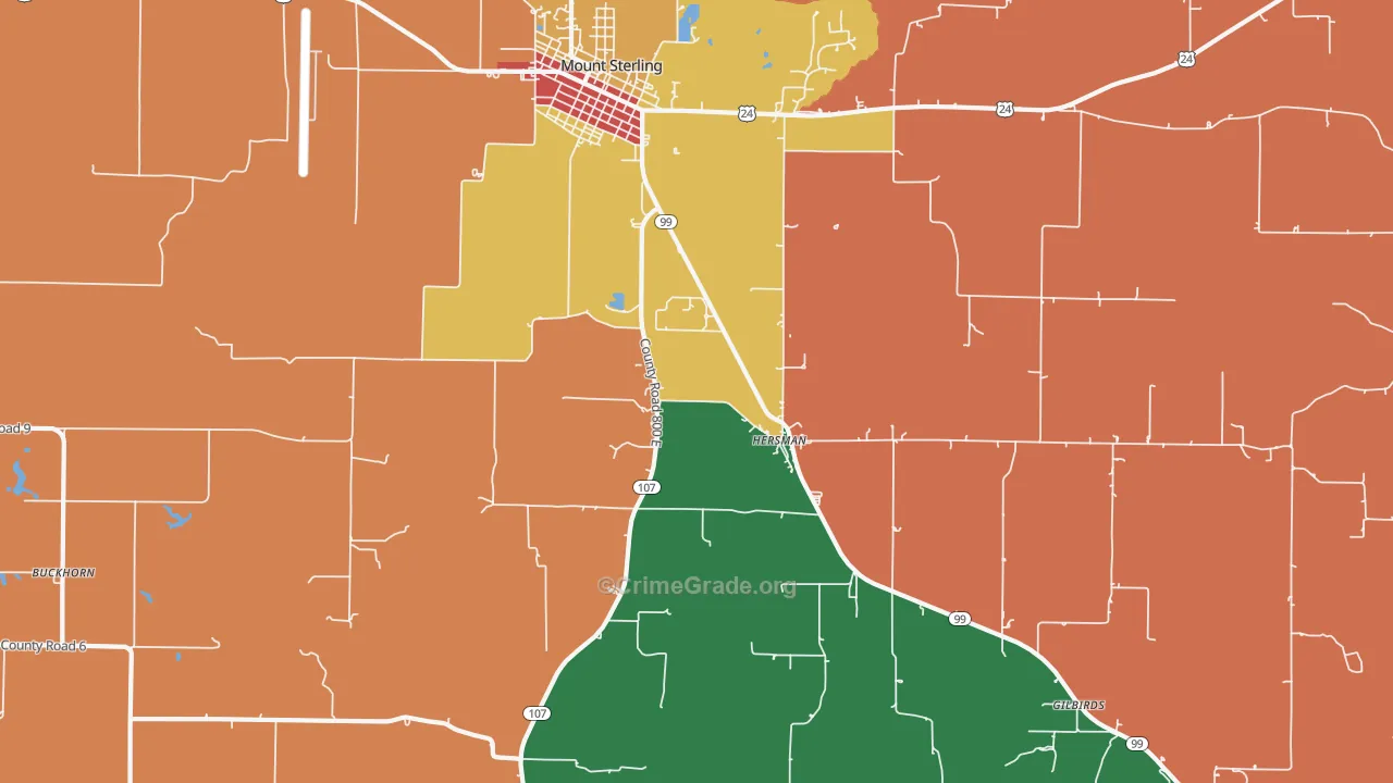 Hersman, IL Map of Theft Rates