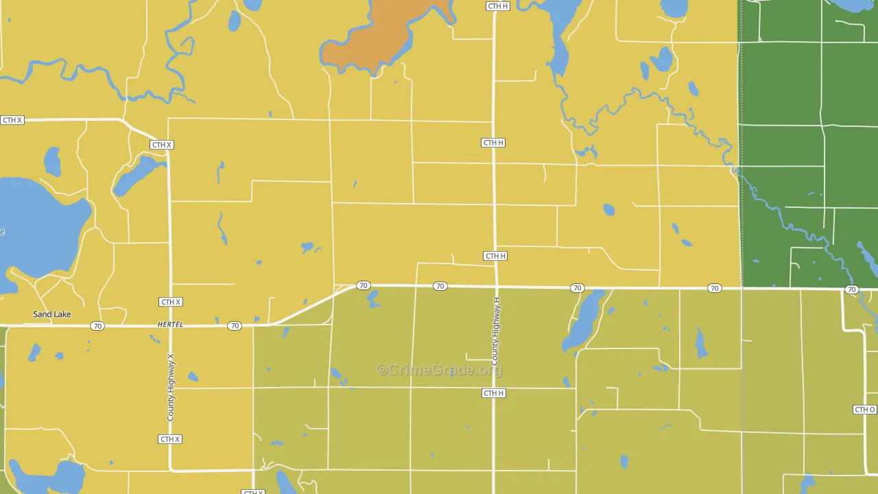 Hertel, WI Map of Theft Rates