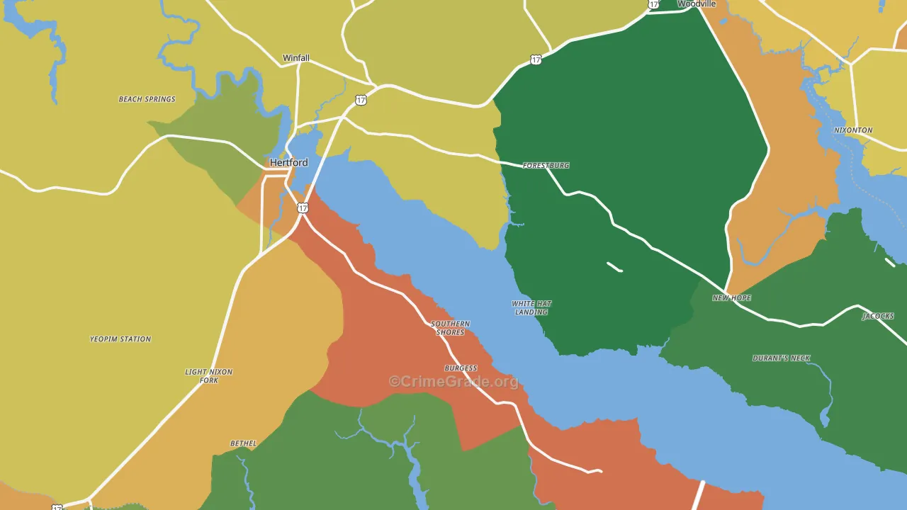Hertford, NC Map of Theft Rates