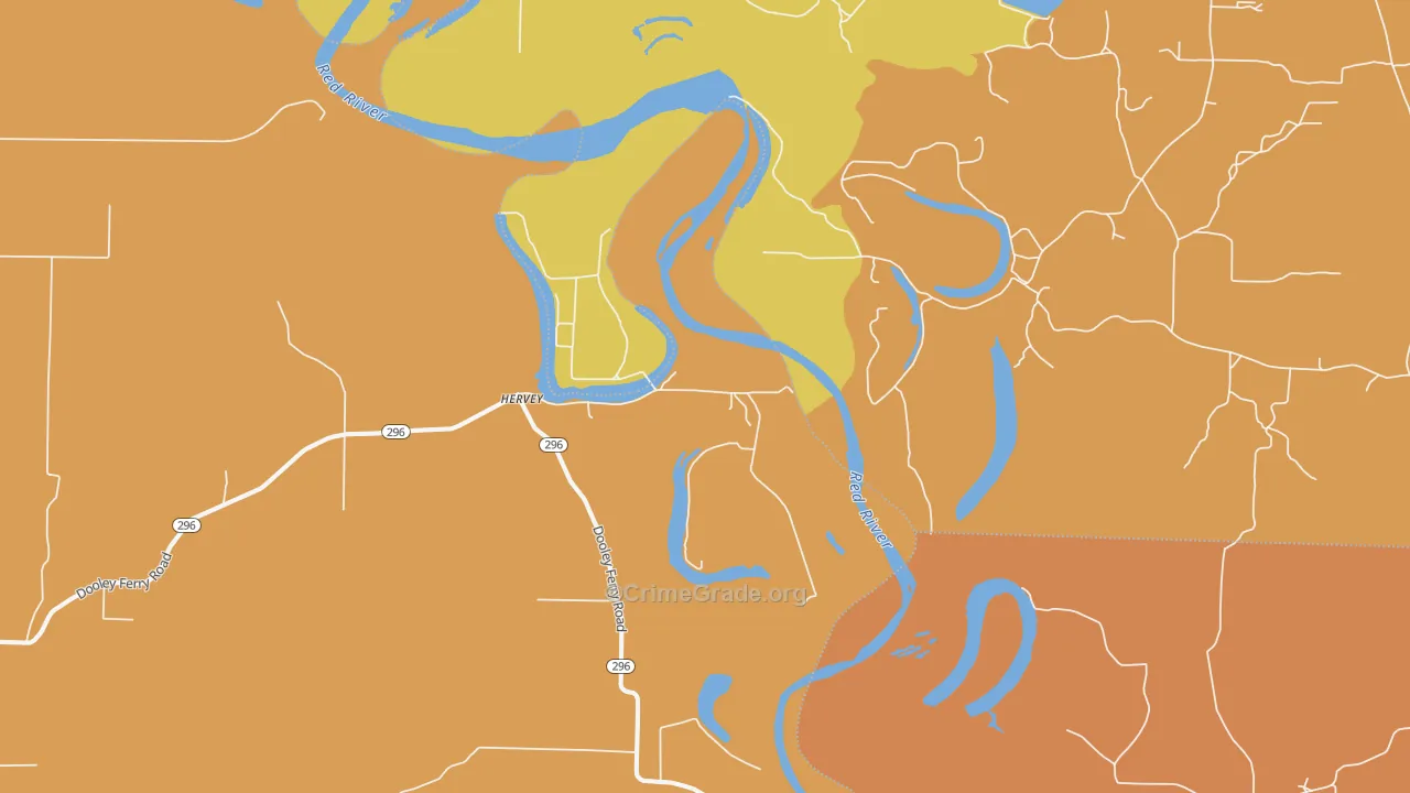 Hervey, AR Map of Theft Rates