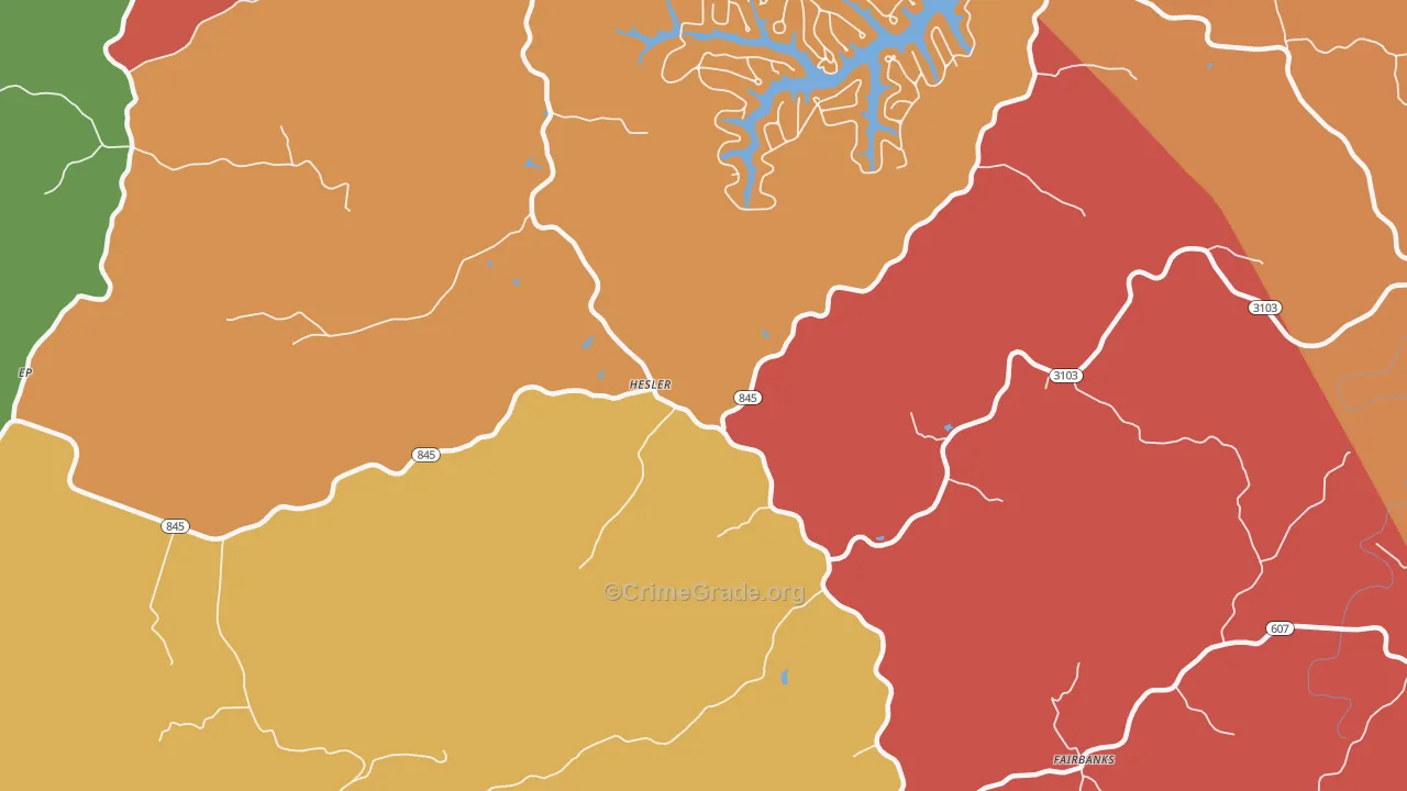Hesler, KY Map of Theft Rates