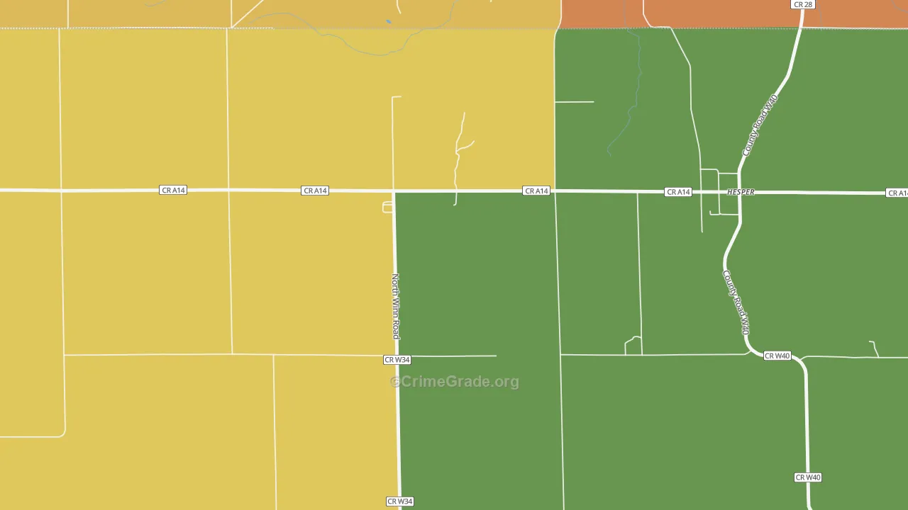 Hesper, IA Map of Theft Rates