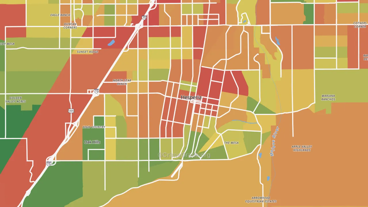 Hesperia, CA Map of Theft Rates