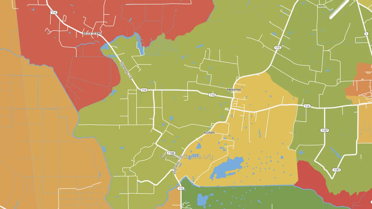 Hessmer, LA Map of Theft Rates