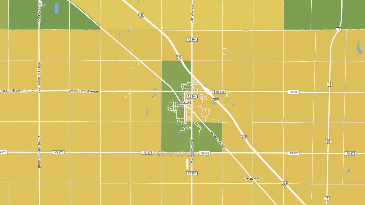 Hesston, KS Map of Theft Rates
