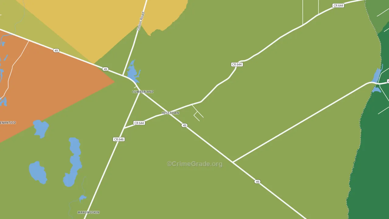 Hesstown, NJ Map of Theft Rates