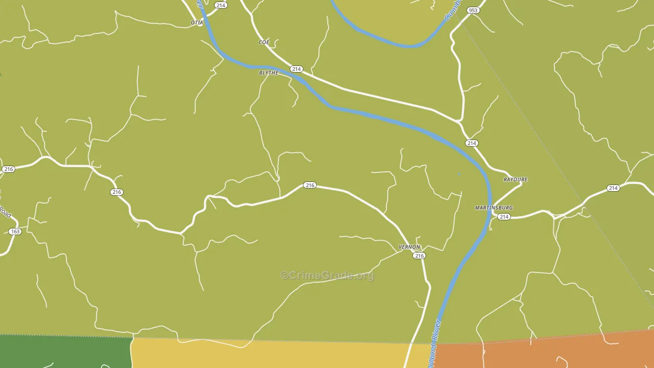 Hestand, KY Map of Theft Rates