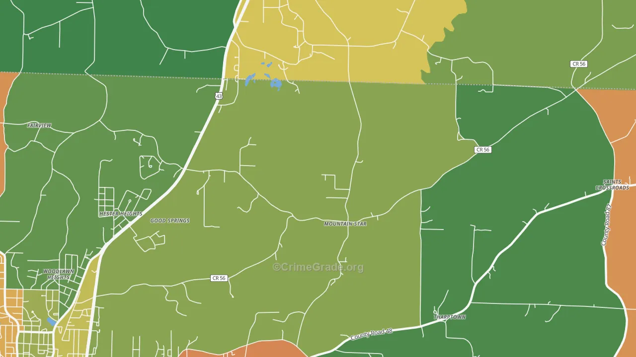 Hester Heights, AL Map of Theft Rates