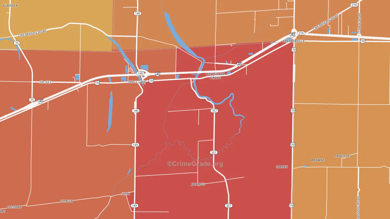 Heth, AR Map of Theft Rates
