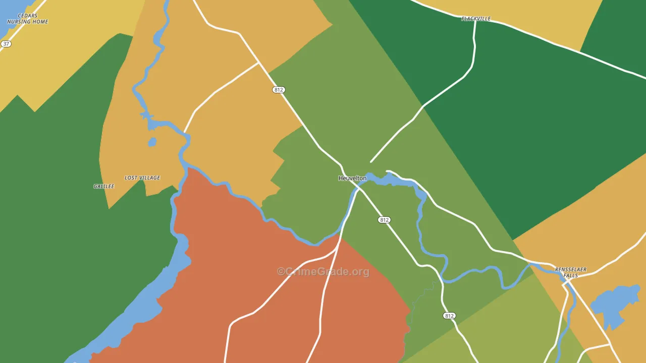 Heuvelton, NY Map of Theft Rates
