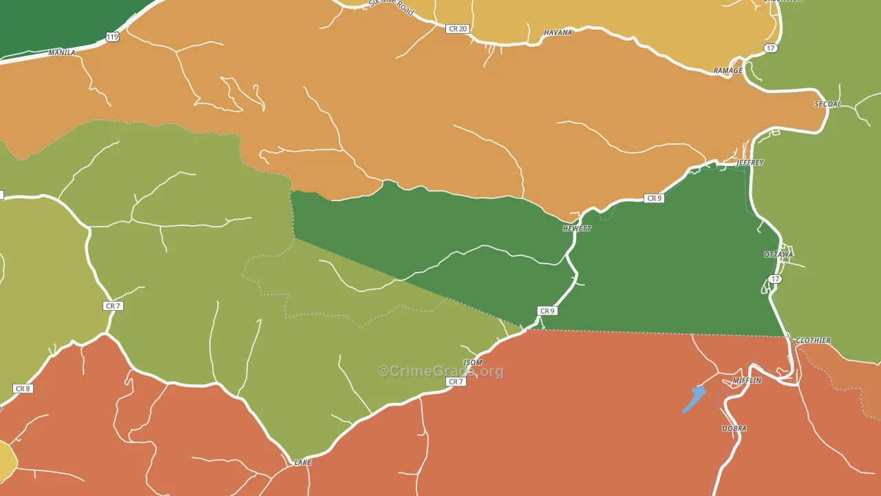 Hewett, WV Map of Theft Rates