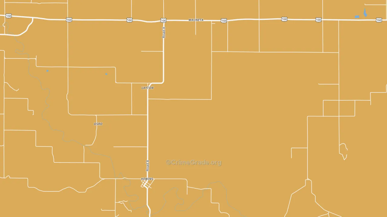 Hewins, KS Map of Theft Rates