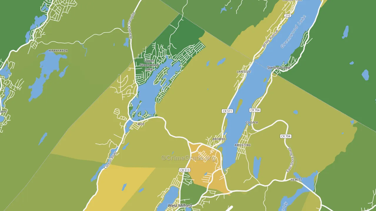 Hewitt, NJ Map of Theft Rates