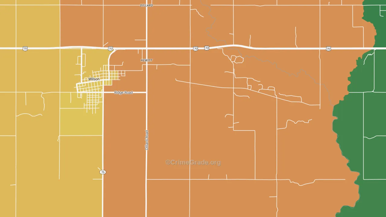 Hewitt, OK Map of Theft Rates