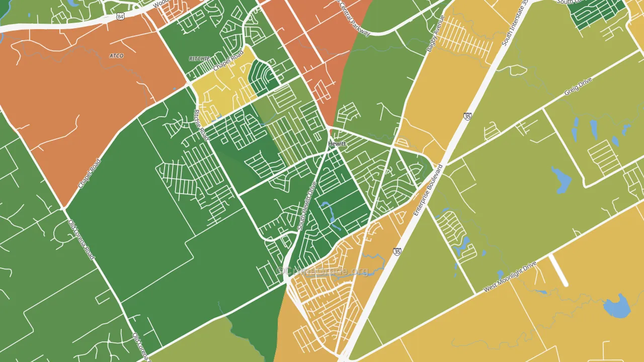 Hewitt, TX Map of Theft Rates