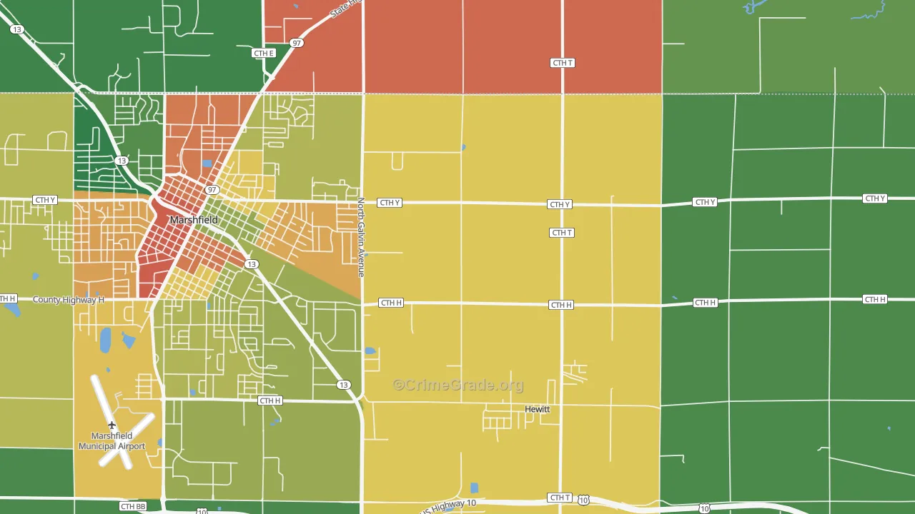 Hewitt, WI Map of Theft Rates