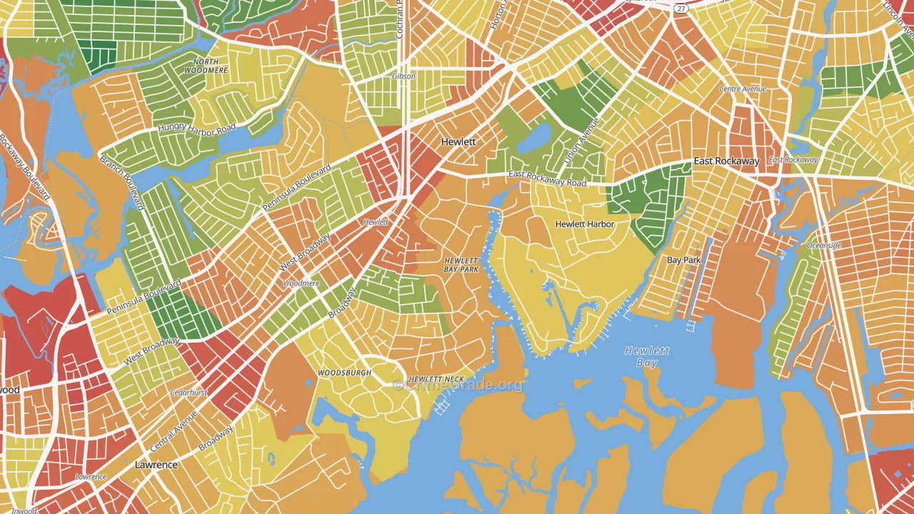 Hewlett Bay Park, NY Map of Theft Rates