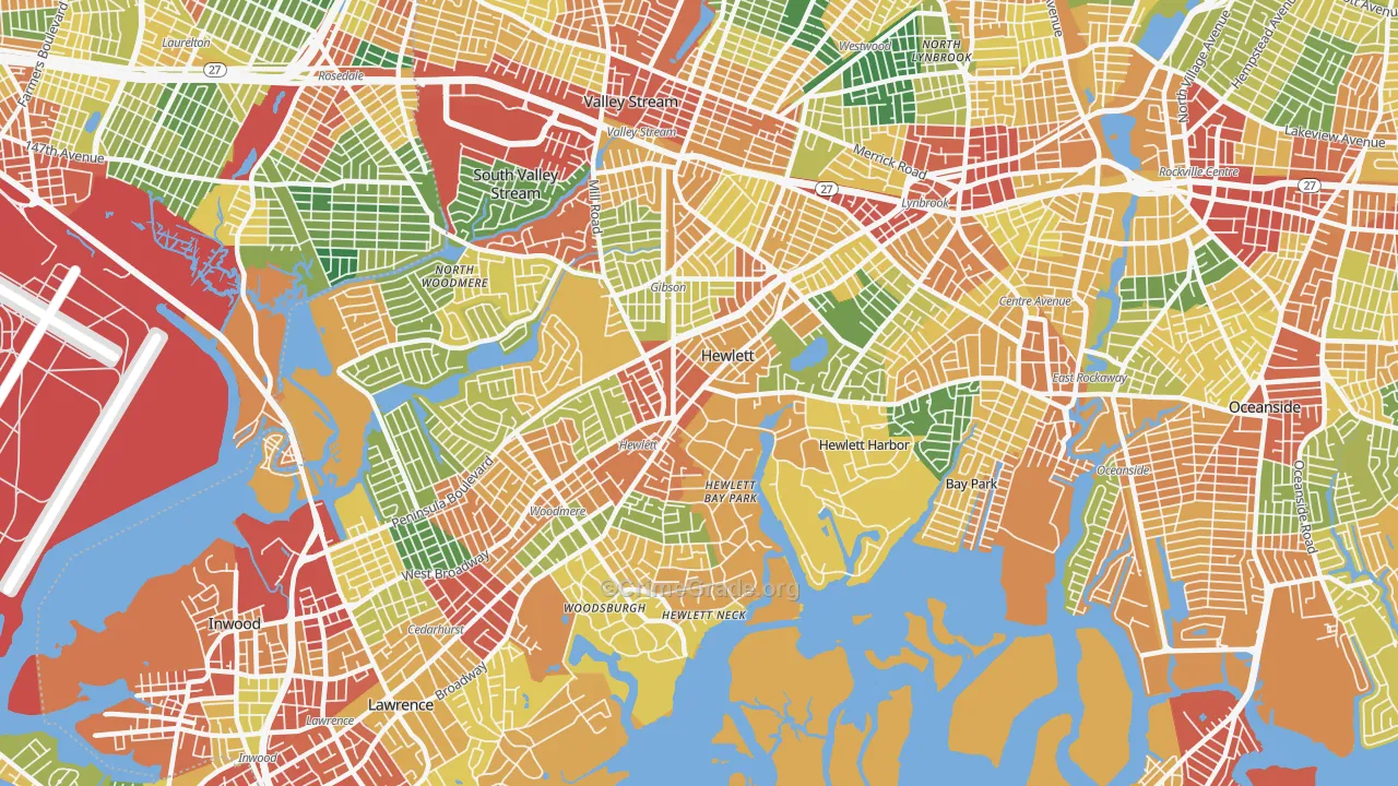 Hewlett, NY Map of Theft Rates