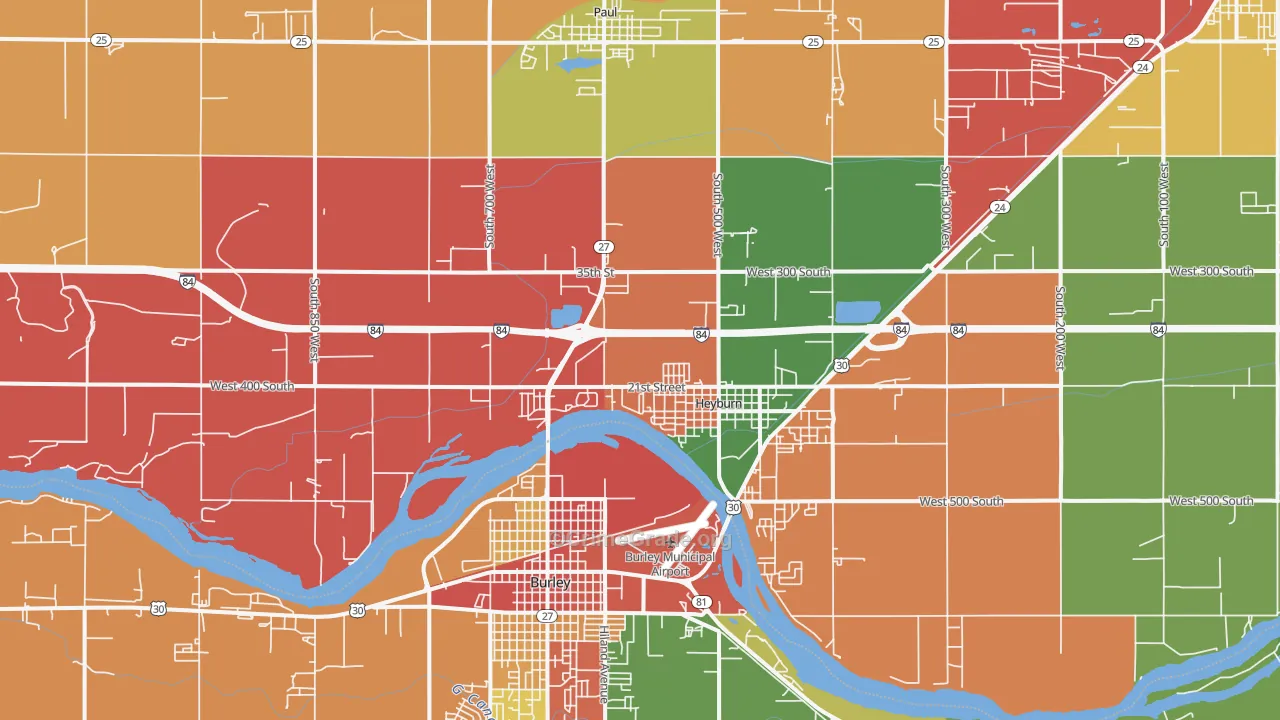 Heyburn, ID Map of Theft Rates