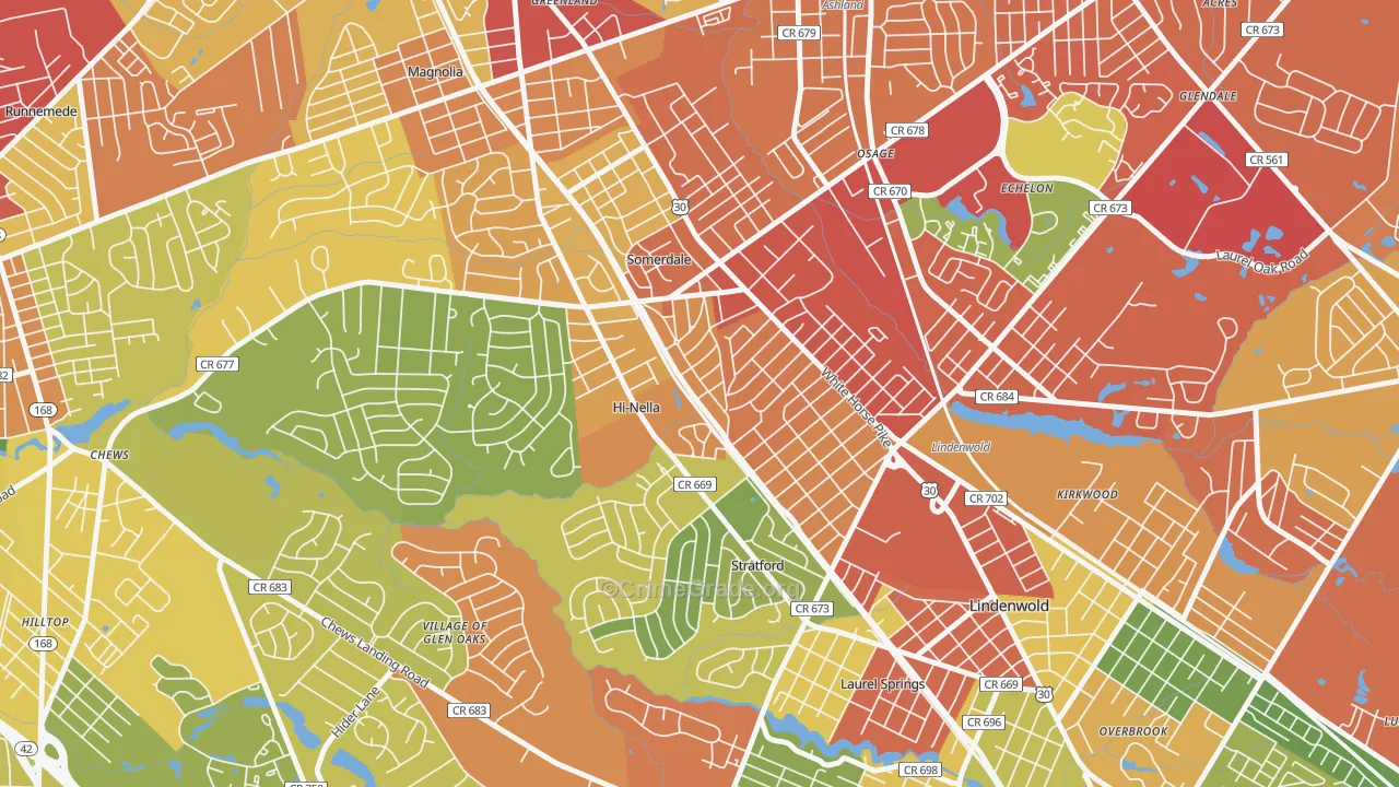 Hi-Nella, NJ Map of Theft Rates