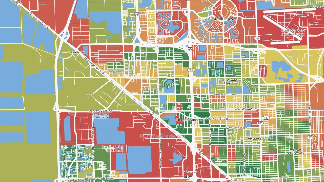 Hialeah Gardens, FL Map of Theft Rates