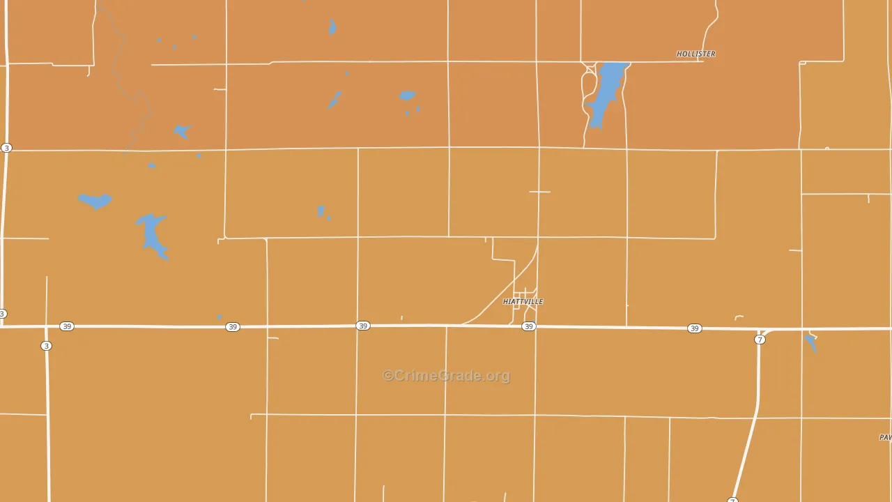 Hiattville, KS Map of Theft Rates