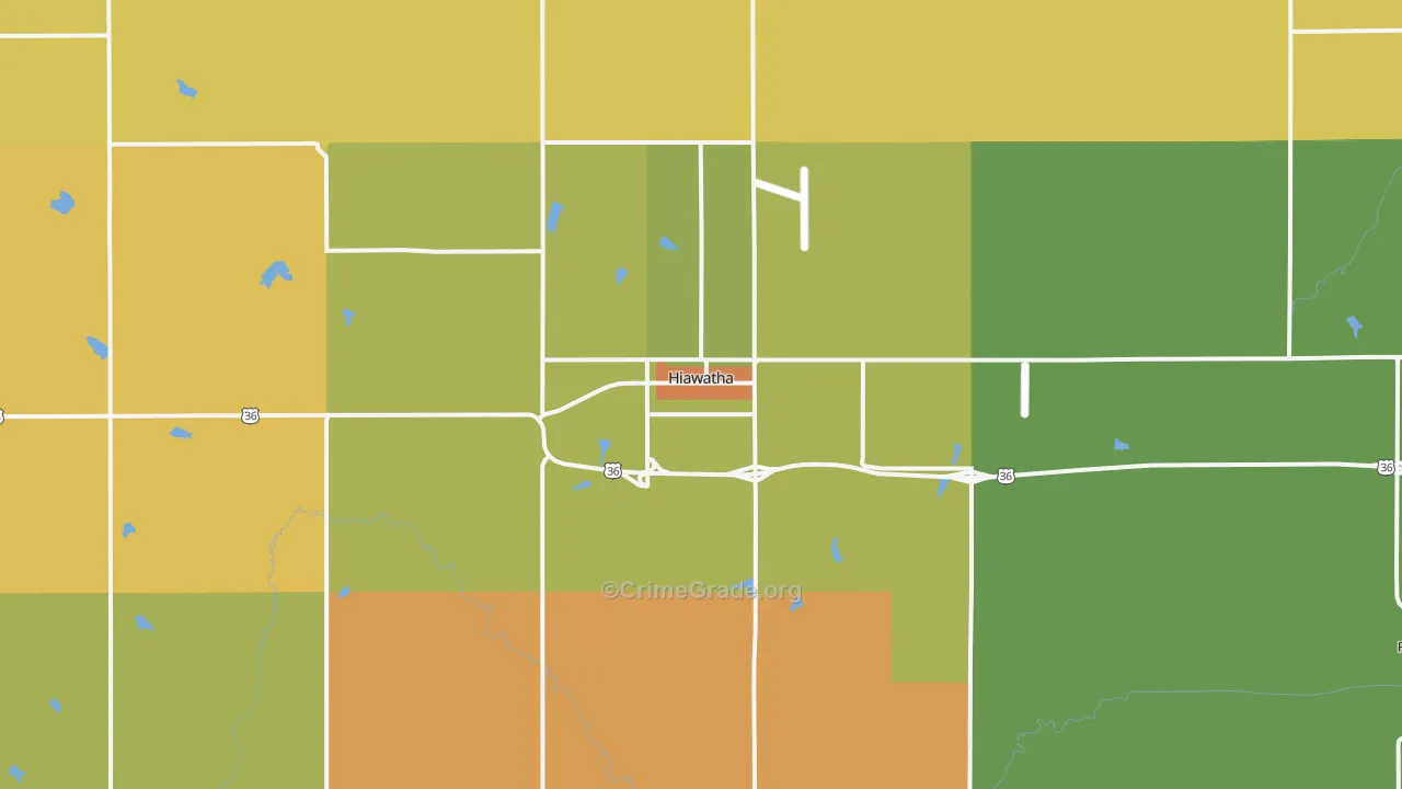 Hiawatha, KS Map of Theft Rates
