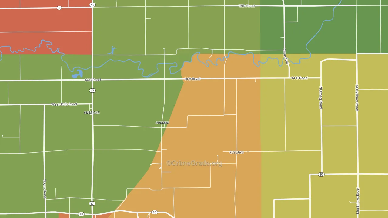 Hibbard, IN Map of Theft Rates