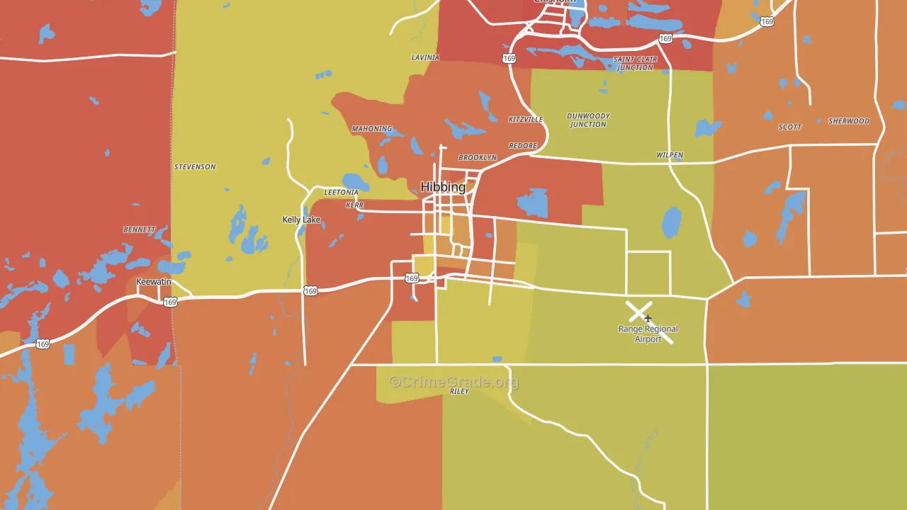 Hibbing, MN Map of Theft Rates