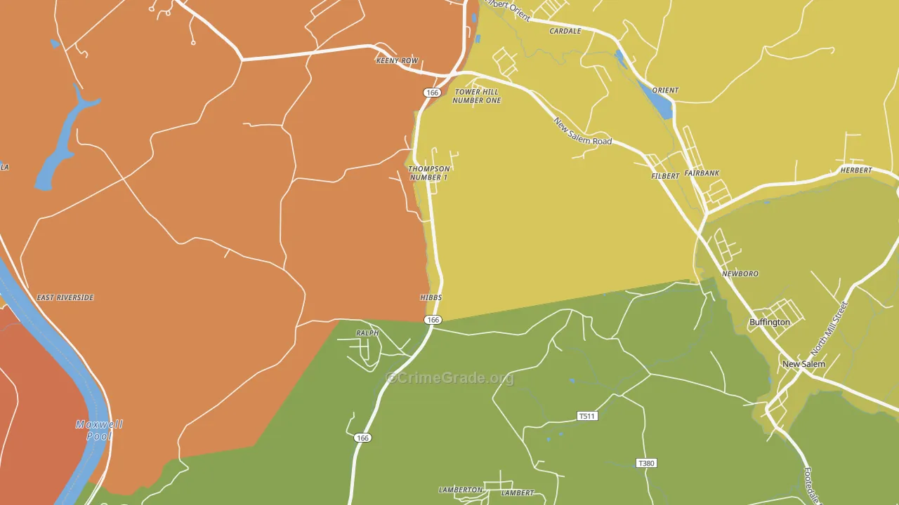 Hibbs, PA Map of Theft Rates