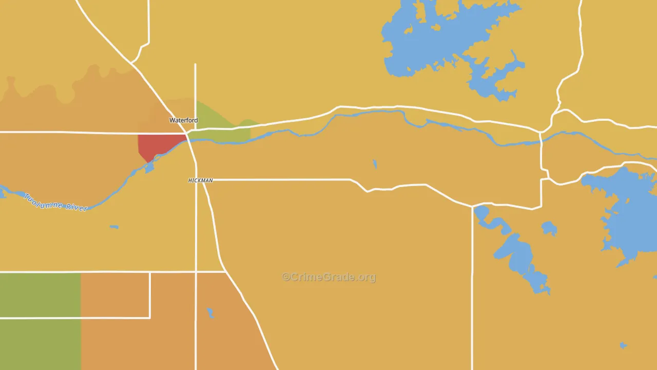 Hickman, CA Map of Theft Rates