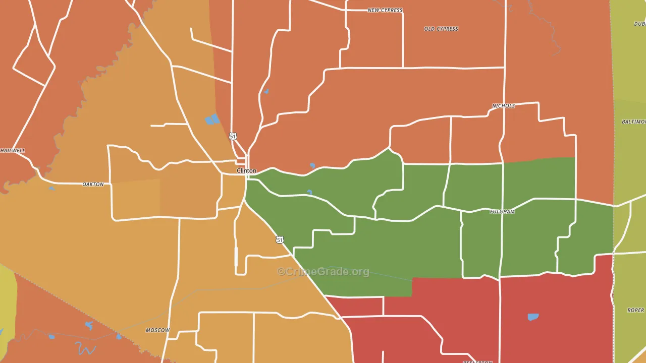 Hickman County, KY Map of Theft Rates