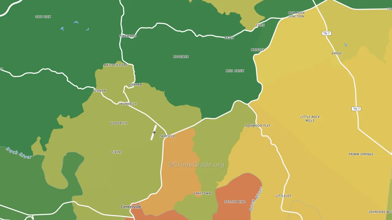 Hickman County, TN Map of Theft Rates