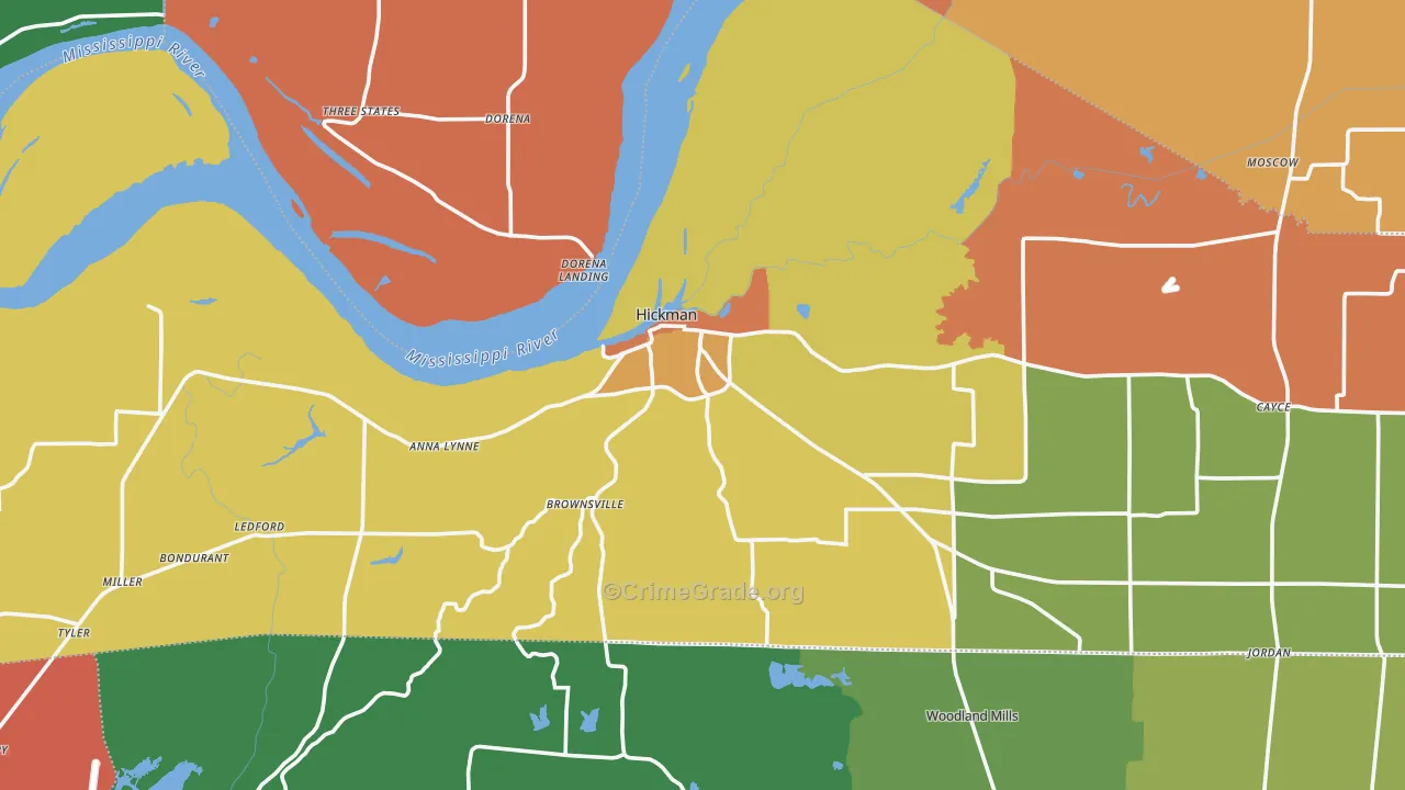 Hickman, KY Map of Theft Rates