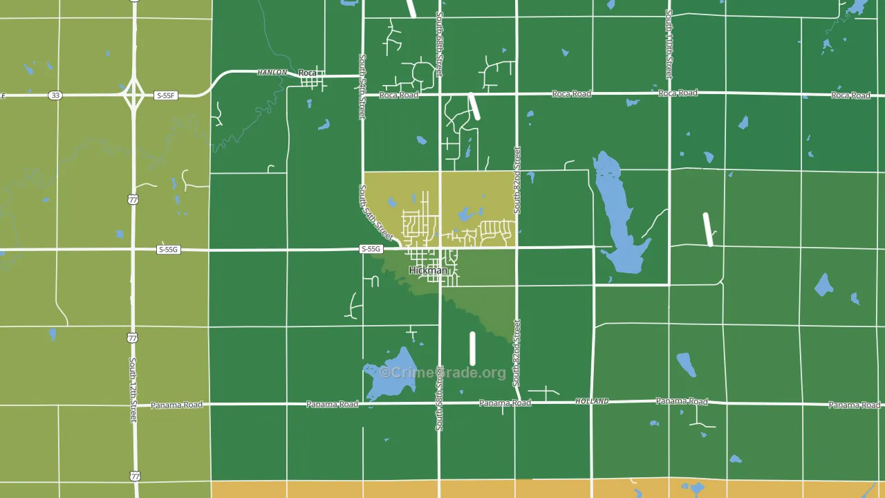 Hickman, NE Map of Theft Rates